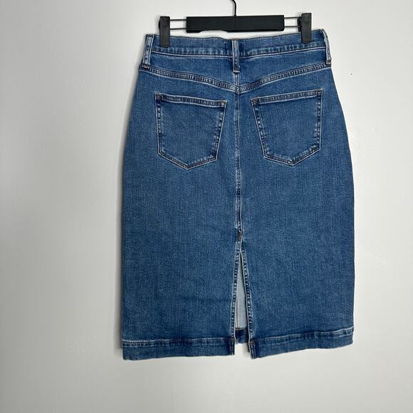 J. Crew Women’s‎ Medium Wash Midi Denim Pencil Skirt With Back Slit Size 2 - Picture 6 of 10
